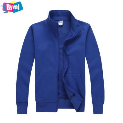 Wholesale Fleece Jacket Mens Long Sleeve Brushed Fleece Coat Outdoor Work Uniform Custom Logo Ribbed Cuff and Hem